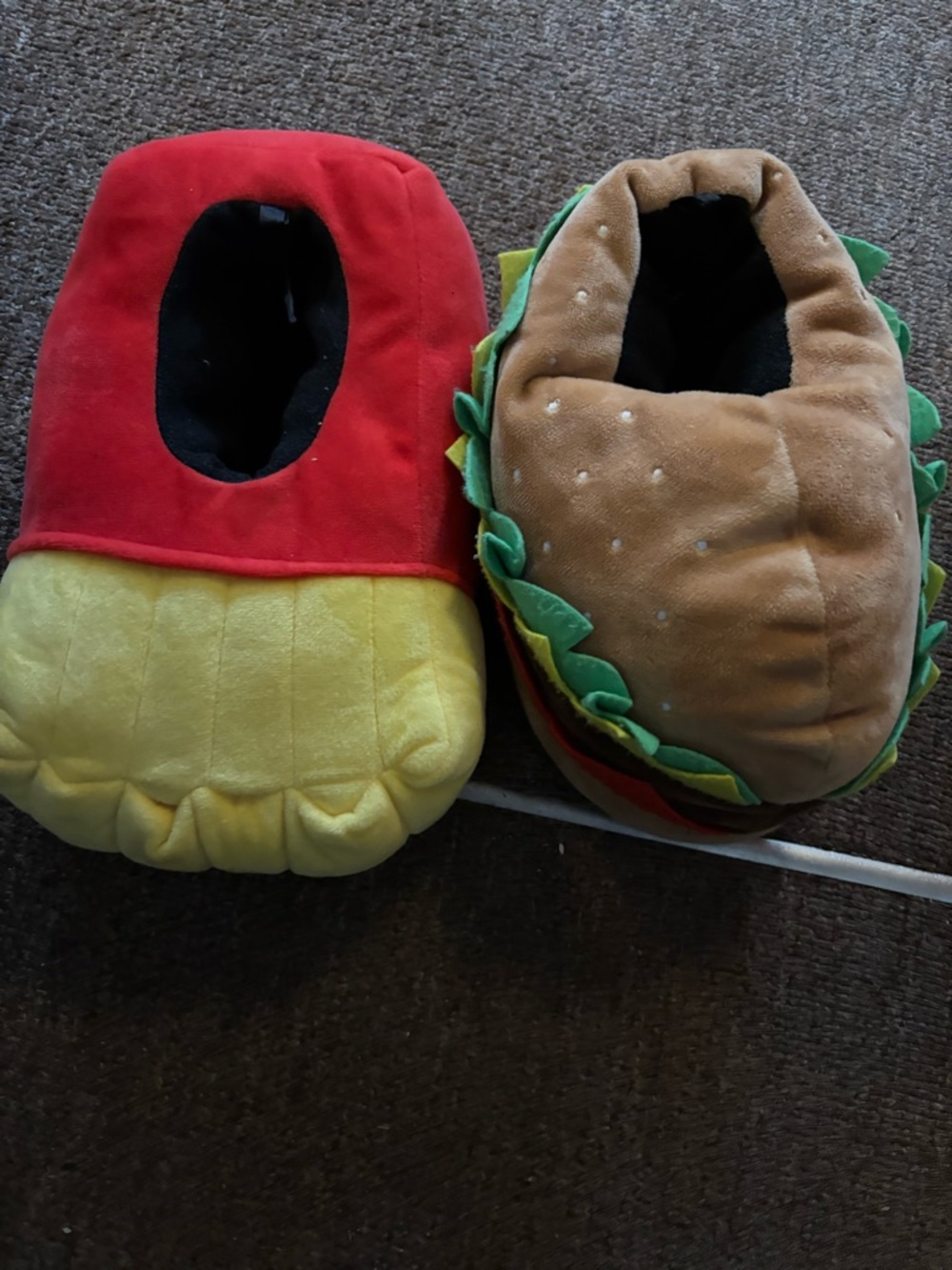 Old Navy Kids Plush Burger and Fries Slippers - Brown/Red/Yellow/Green